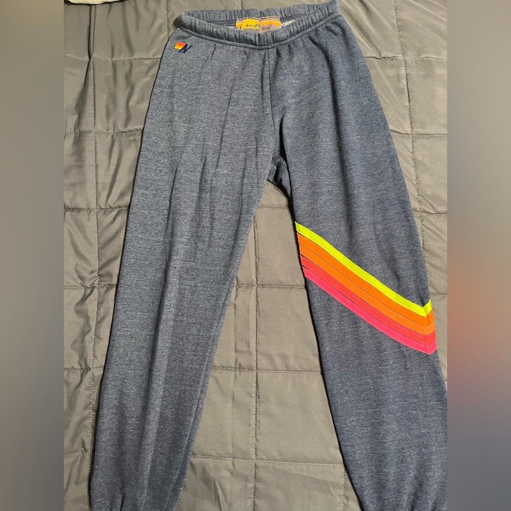 Aviator Nation Neon 5 Stripe Sweatpants Medium